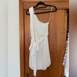 White sparkly one shoulder dress